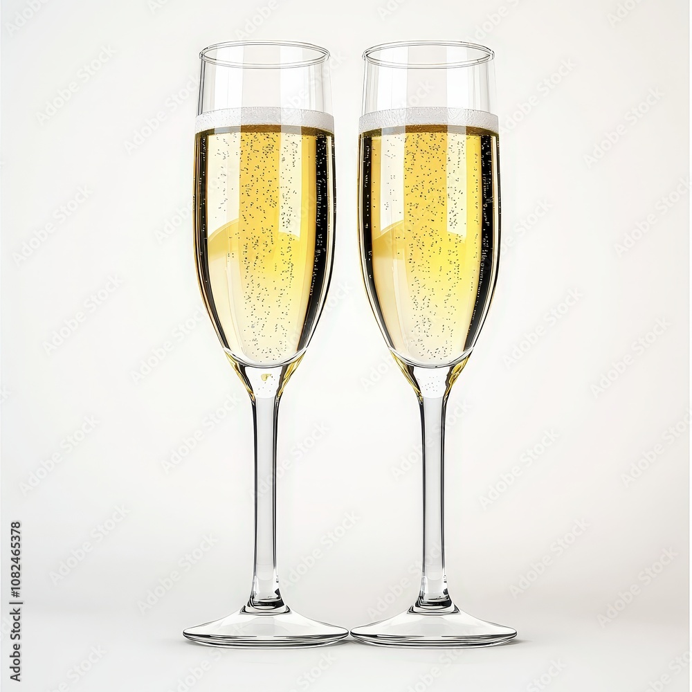 Elegant champagne toast with two flutes on a minimalist background Elegant champagne toast with two flutes on a minimalist background