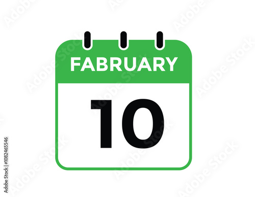 February 10 Calendar Day or Calender Date for Deadlines or Appointment. 10 February calendar icon. calendar date icon on white background.
