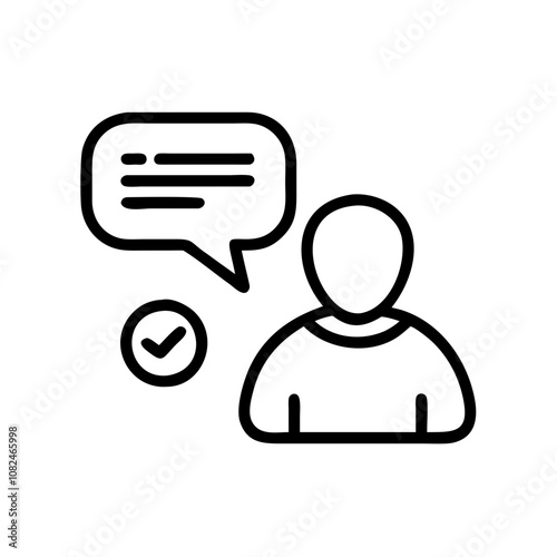 A person provides feedback while an affirmative response symbol appears, emphasizing communication and approval in a friendly, modern setting