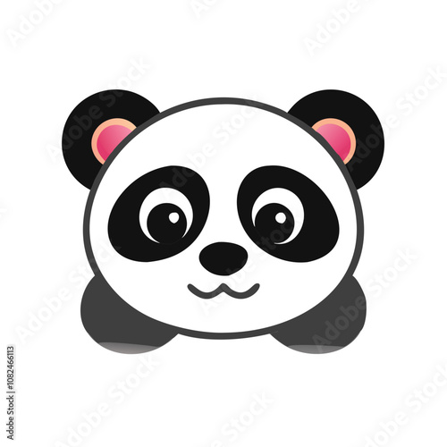 A playful panda cartoon illustration with round features and a cheerful expression, perfect for children's designs or animal-themed art projects