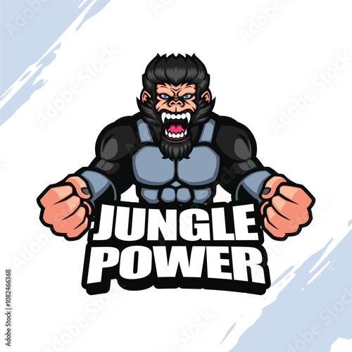 Gorilla with Armored Body Vector Mascot