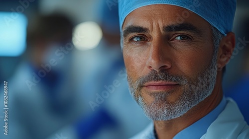 Surgeon in operating room explaining surgical techniques to medical team during complex procedure