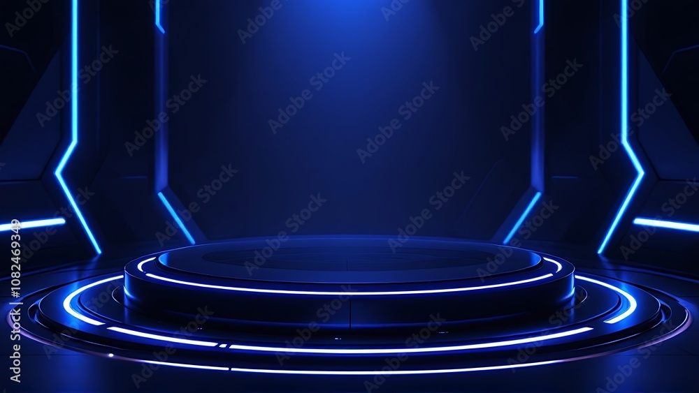 Podium with Beveled Edges in Futuristic Gradient Lighting Podium with Beveled Edges in Futuristic Gradient Lighting