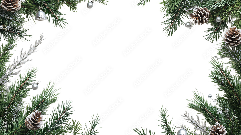 Christmas Tree Frame with Fir Branches, a Holiday Decoration Border for Winter Celebrations isolated on transparent background. Christmas Tree Frame with Fir Branches, a Holiday Decoration Border for Winter Celebrations isolated on transparent background.