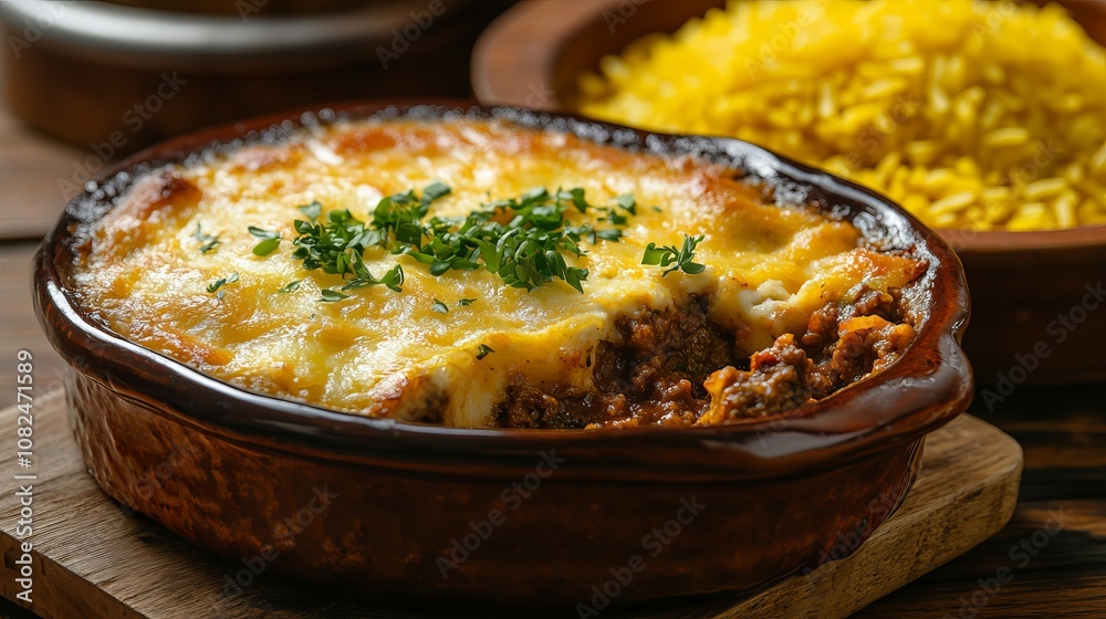 Traditional South African Bobotie with Yellow Rice Traditional South African Bobotie with Yellow Rice