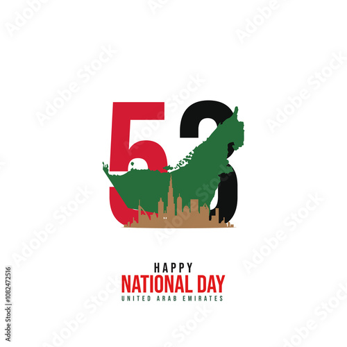 UAE National Day, Dubai City on hand 3d concept, United Arab Emirates National Day Creative Concept. 3d illustration