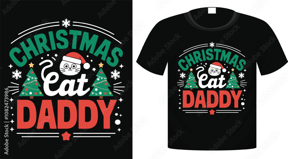 Fototapeta premium Merry Christmas holiday typography T-Shirt Design, Sticker, Bag, Mug Design for print ready