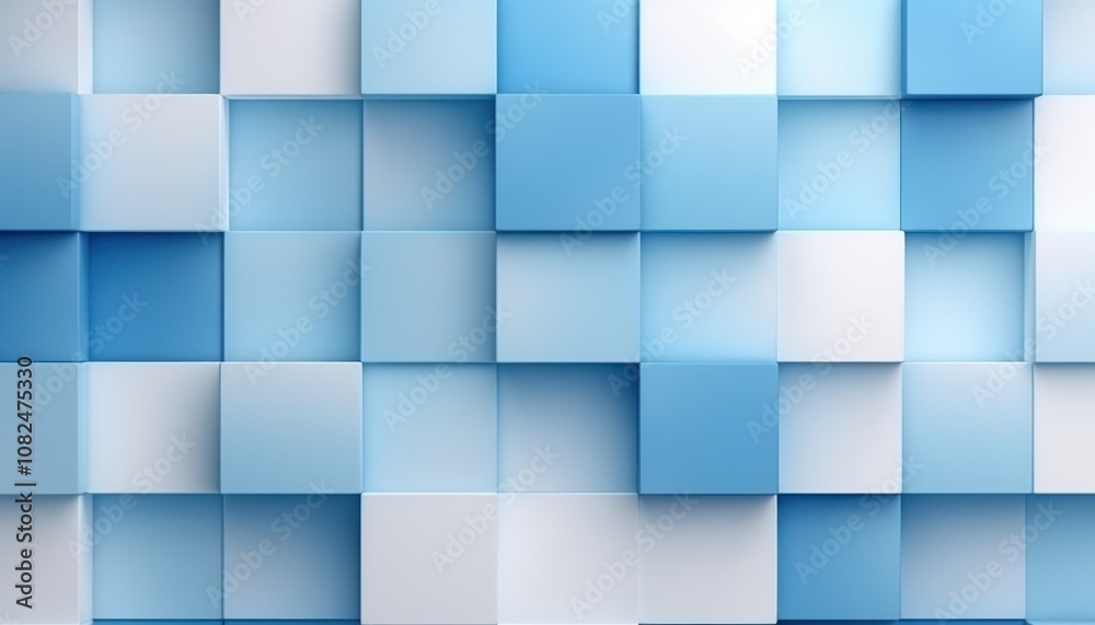 Modern Abstract Background: Blue and White Cubes in Geometric Pattern Modern Abstract Background: Blue and White Cubes in Geometric Pattern