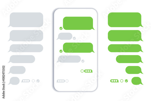 Message bubbles template for creating dialogues on white background. Text template bubbles. Mockup Web messenger interface.