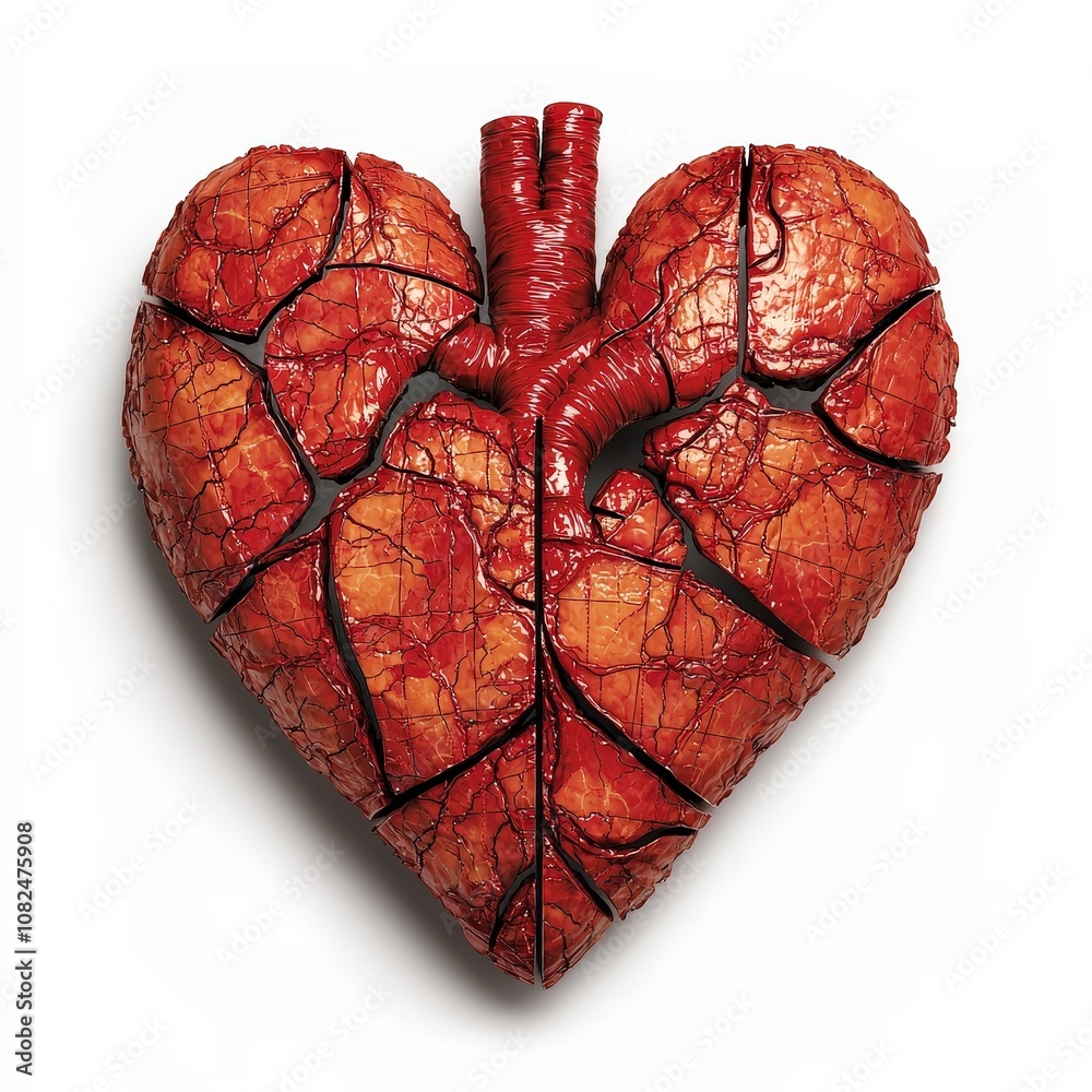 Heart-shaped lungs: artistic fusion of human anatomy and emotion Heart-shaped lungs: artistic fusion of human anatomy and emotion