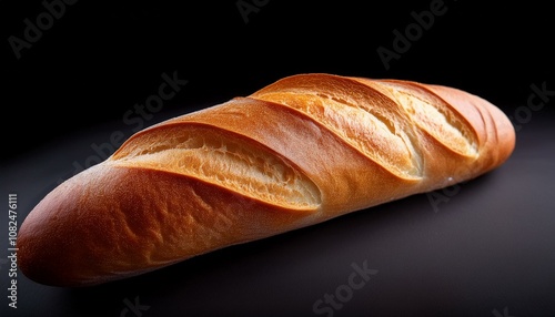 portion of french bread on black background