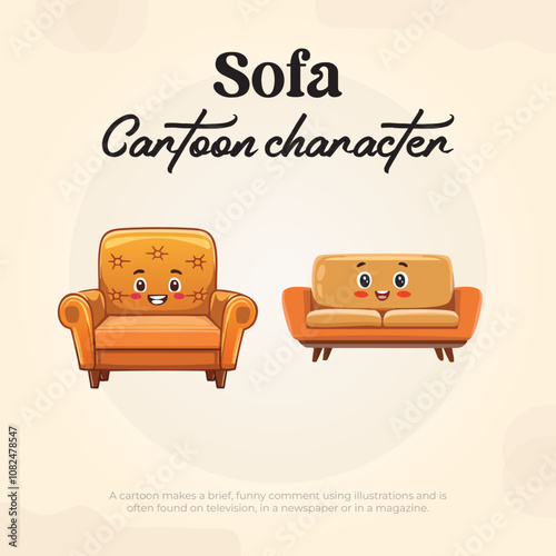 Adorable Sofa Cartoon Characters Bring Comfort and Style