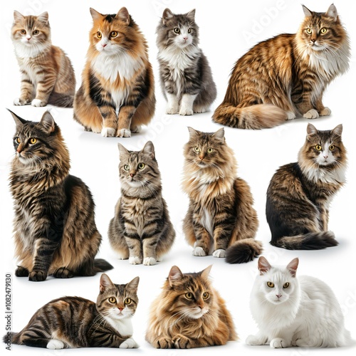 Variety of cat breeds, clean design