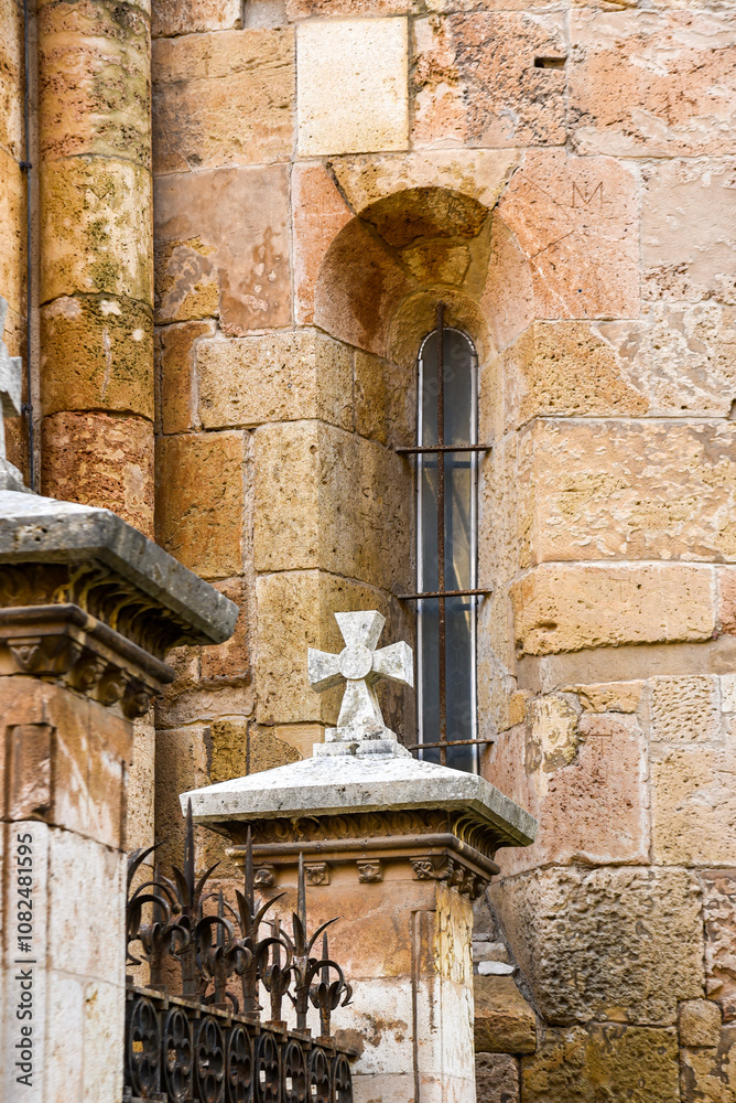 old vintage window in the Tarragona cathedral in Spain