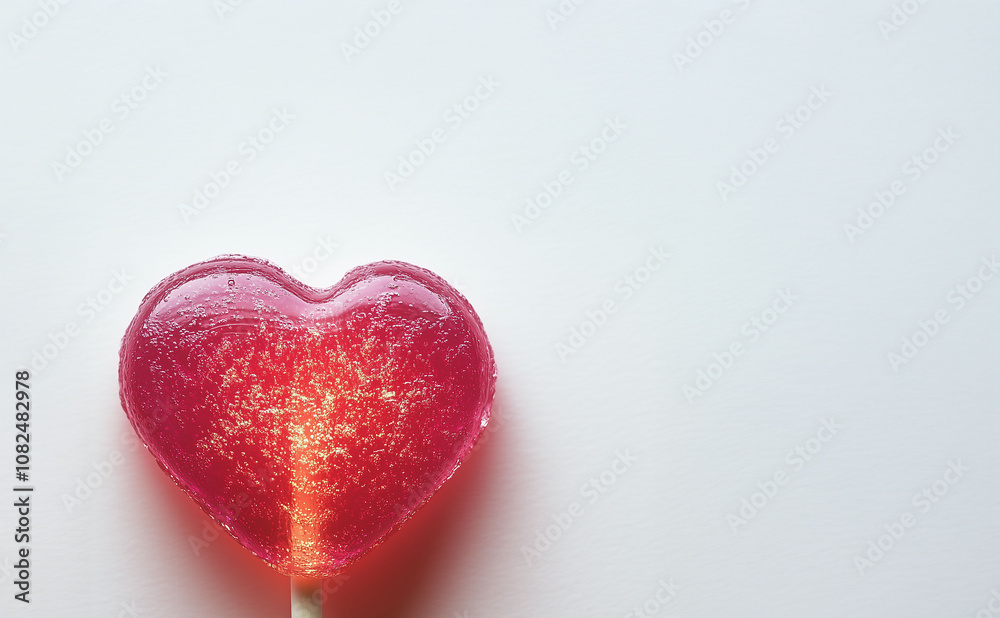 Obraz premium two pink Valentine's Day heart shaped lollipops against an empty pastel pink background. Love concept. Top view. Minimalist style