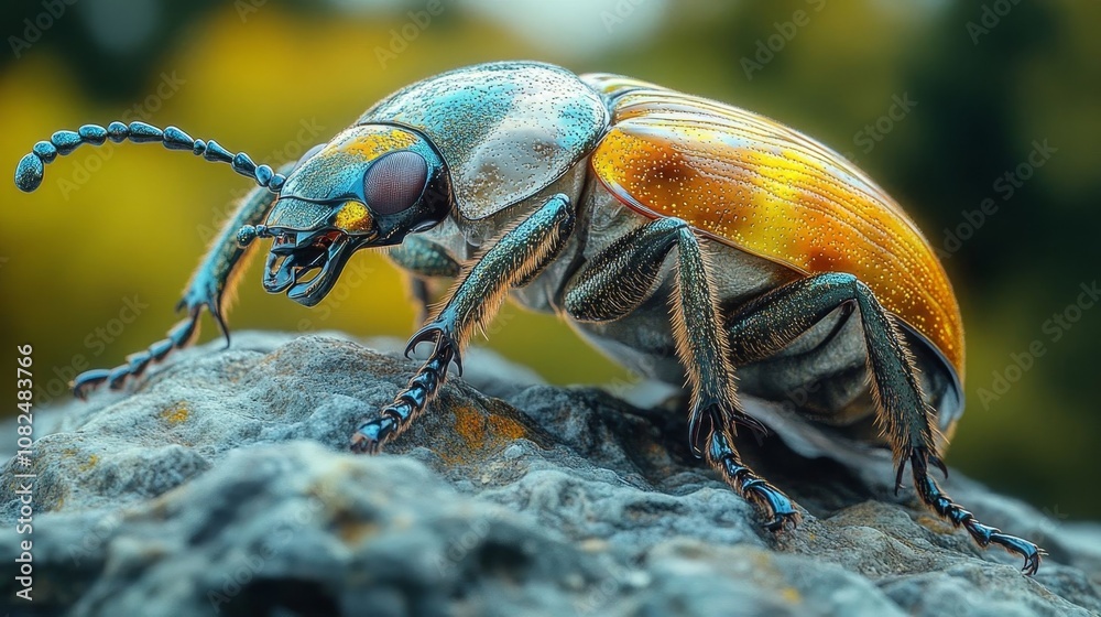 Fototapeta premium Colorful beetle on a rock.