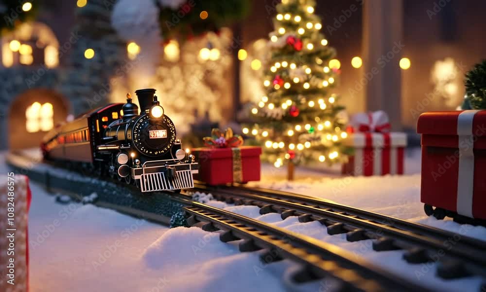 A Toy Train Delivering Christmas Cheer