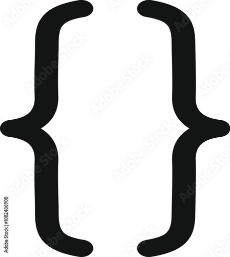 Simple black curly brackets icon symbolizing coding and programming languages