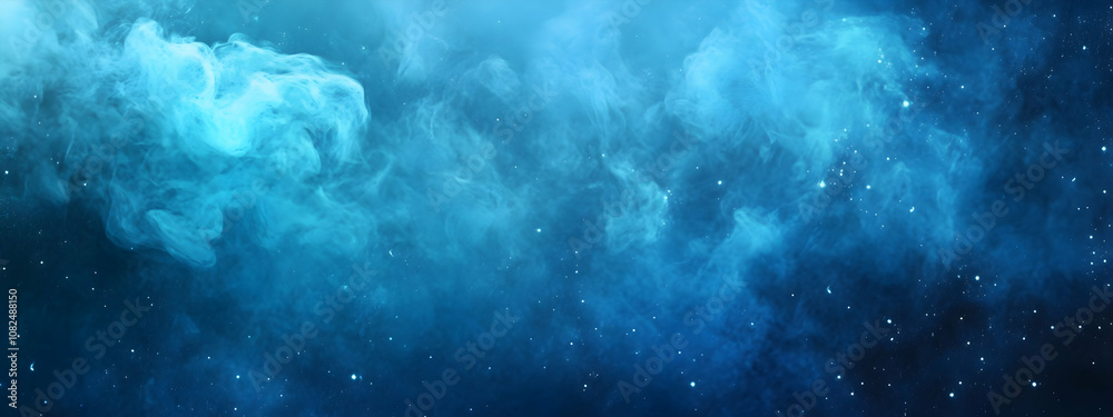 Abstract blue colored smoke texture, isolated on black background banner wide Abstract blue colored smoke texture, isolated on black background banner wide