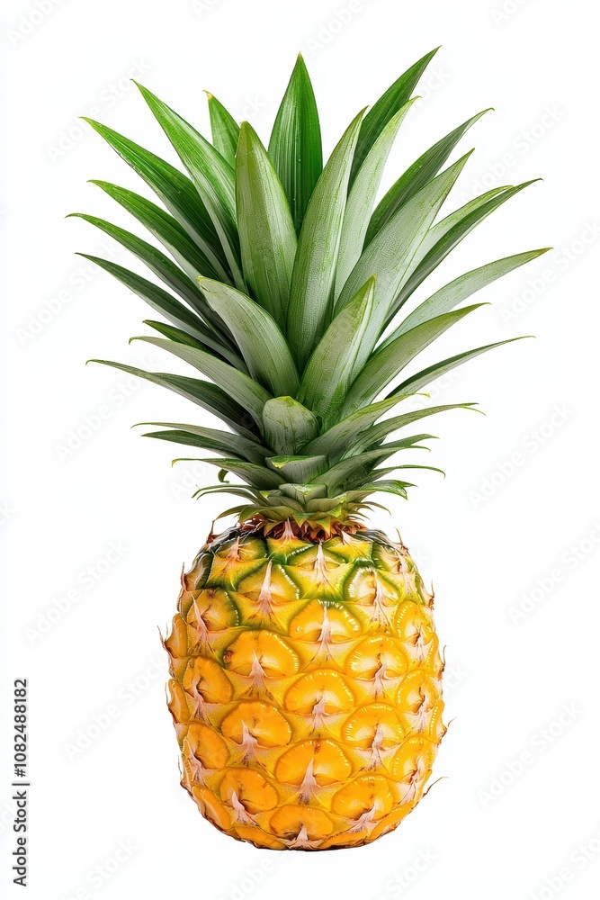Fresh Tropical Pineapple with Lush Green Leaves Isolated on White Background, Perfect for Culinary, Health, and Summer-themed Visuals and Concepts Fresh Tropical Pineapple with Lush Green Leaves Isolated on White Background, Perfect for Culinary, Health, and Summer-themed Visuals and Concepts