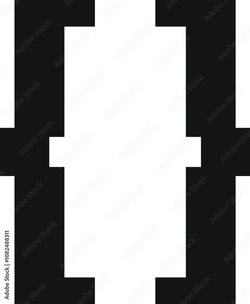 Fototapeta premium Pixelated square brackets symbolize coding, programming, and software development