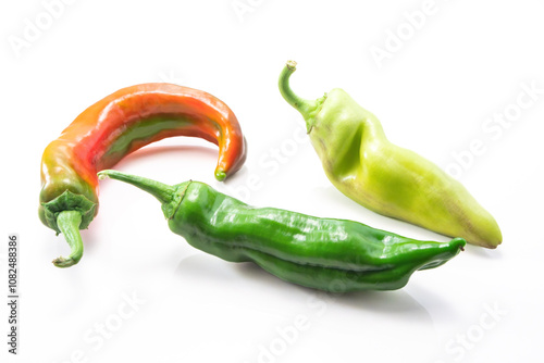 composition of Italian sweet bell pepper, red and green, Capsicum annuum photo