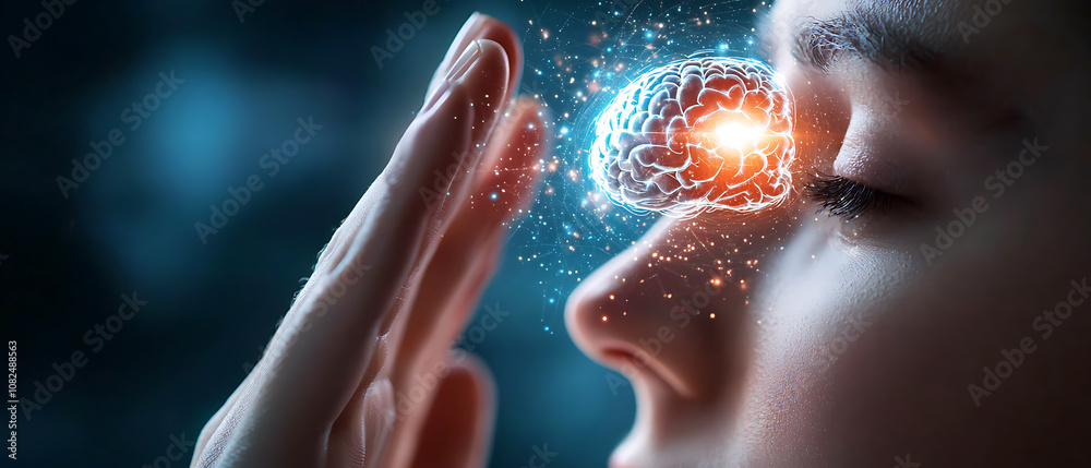 Fototapeta premium Enhance your mental health with holographic digital serenity techniques
