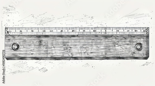 Wallpaper Mural An old, wooden ruler with a pencil-drawn background. Torontodigital.ca