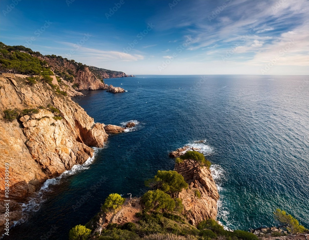 landscape of cliffs on the coast of girona known as costa brava in catalonia in spain landscape of cliffs on the coast of girona known as costa brava in catalonia in spain