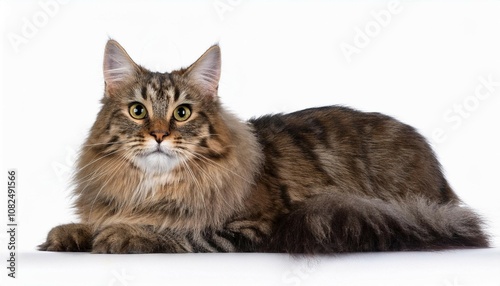 majestic crossbreed siberian cat on white background