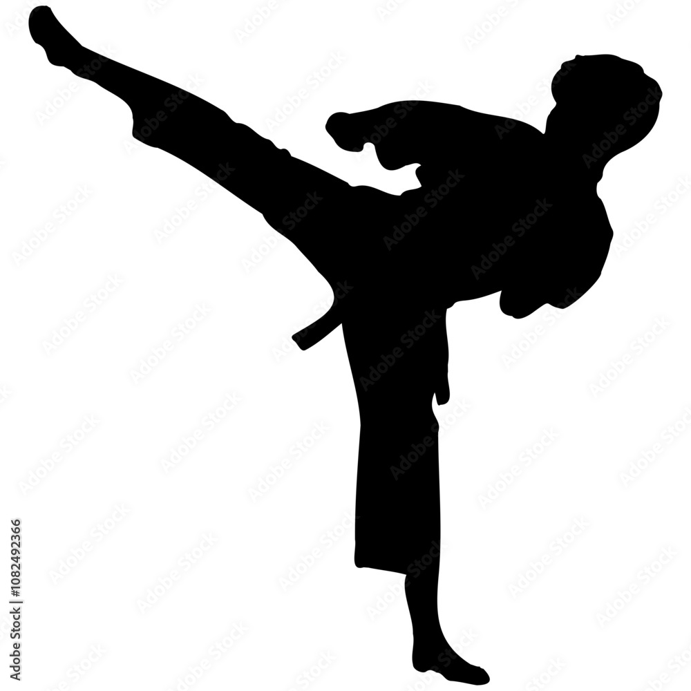 A set of silhouettes of a karate in different poses. Karate fighters silhouette. A set of silhouettes of a karate in different poses. Karate fighters silhouette.