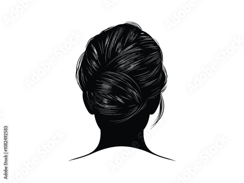 French Twist Bun Silhouette Vector