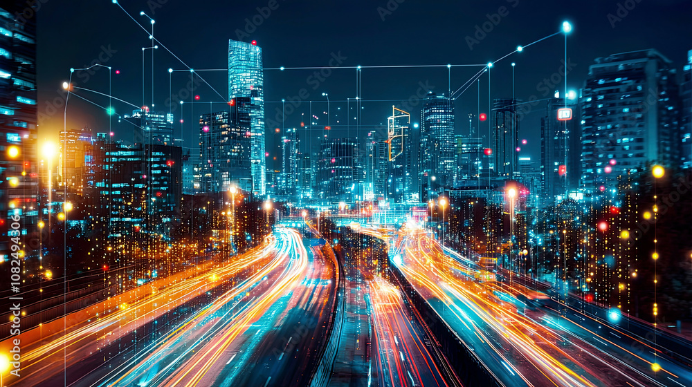 Artistic representation of ambient computing technologies improving communication in smart cities Artistic representation of ambient computing technologies improving communication in smart cities