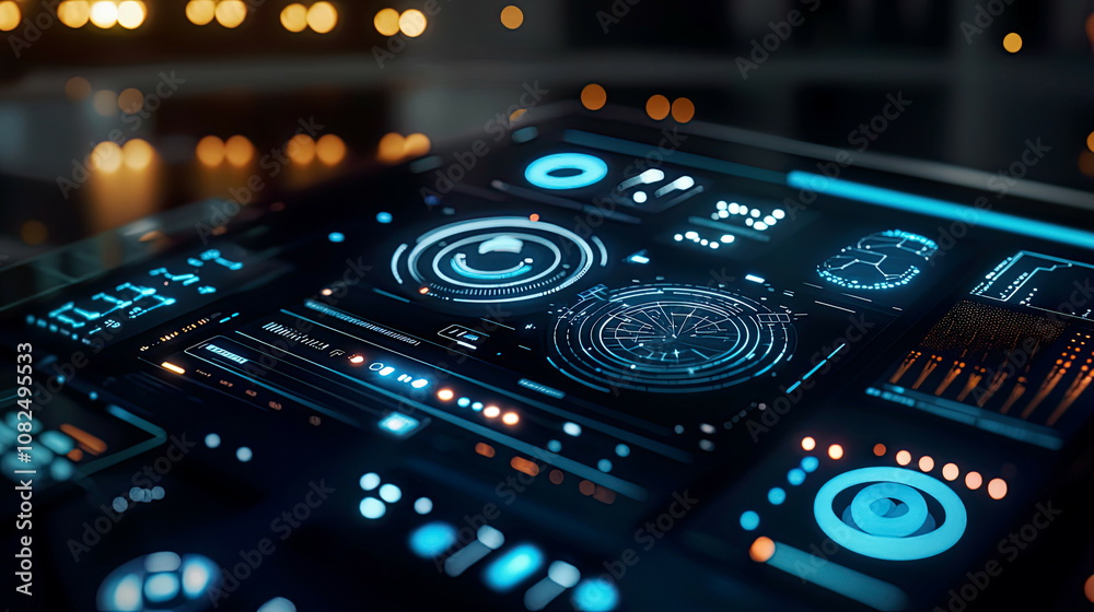 Close-up of smart devices responding to user presence and adjusting settings automatically