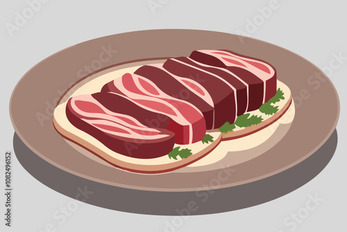 carne di manzo tagliata a fette vettoriale editabile 