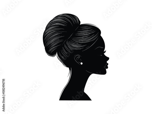 French Twist Bun Silhouette Vector photo