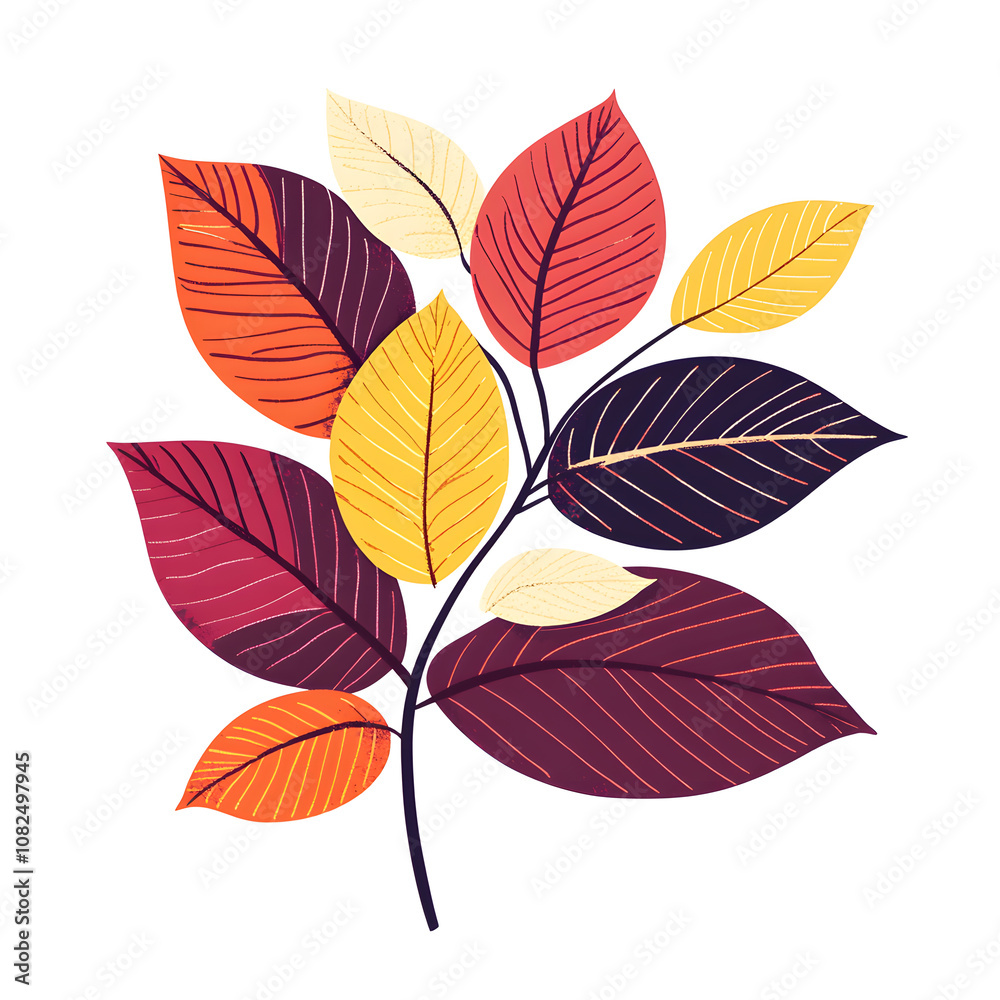 Fototapeta premium modern 2D doodle cartoon flower concept with open space for text, featuring whimsical floral and leafy elements on crisp white backgrounds.