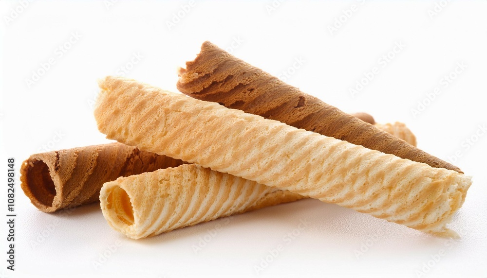 wafer roll sticks cream rolls on white background wafer roll sticks cream rolls on white background