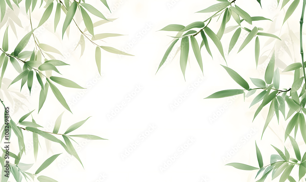 Fototapeta premium modern 2D doodle cartoon flower concept with open space for text, featuring whimsical floral and leafy elements on crisp white backgrounds.