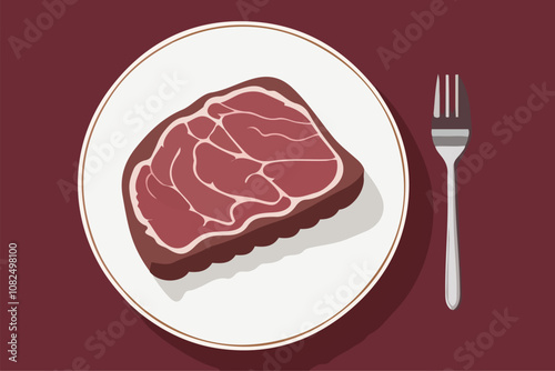 carne di manzo tagliata a fette vettoriale editabile 