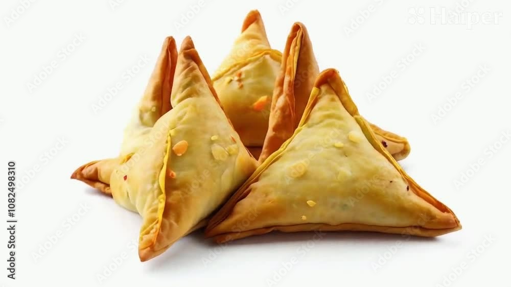 Rotate samosas table white background HD 4K Video Clip Rotate samosas table white background HD 4K Video Clip