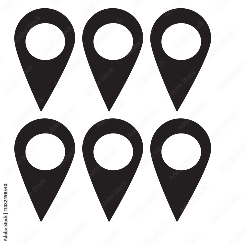 Location icon. Place symbol. GPS sign. Flat isolated vector illustration on white background. Location icon. Place symbol. GPS sign. Flat isolated vector illustration on white background.