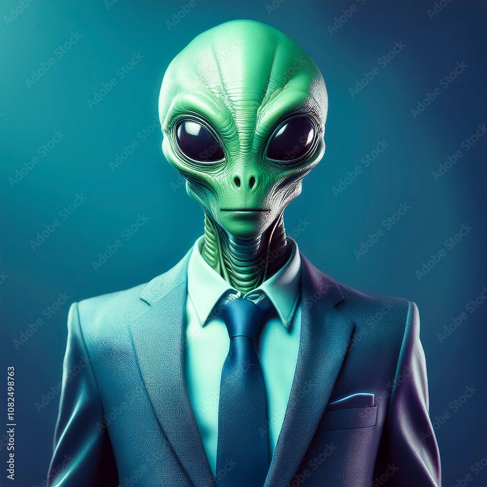 An alien in a suit and tie An alien in a suit and tie