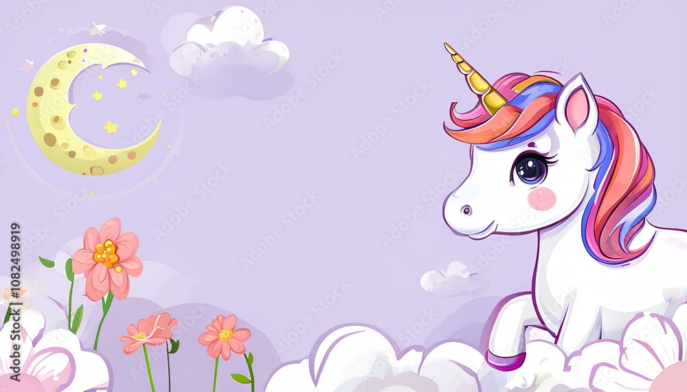 Unicorn isolated on a purple background, blending magical and cosmic themes, perfect for journal writing, universe-inspired designs, and celestial artwork Unicorn isolated on a purple background, blending magical and cosmic themes, perfect for journal writing, universe-inspired designs, and celestial artwork