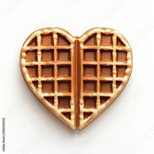 Heart-shaped waffle on white background delights breakfast lovers photo