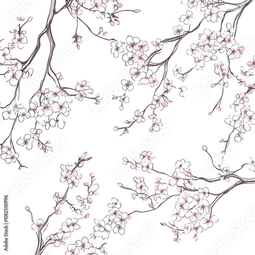 modern 2D doodle cartoon flower concept with open space for text, featuring whimsical floral and leafy elements on crisp white backgrounds.