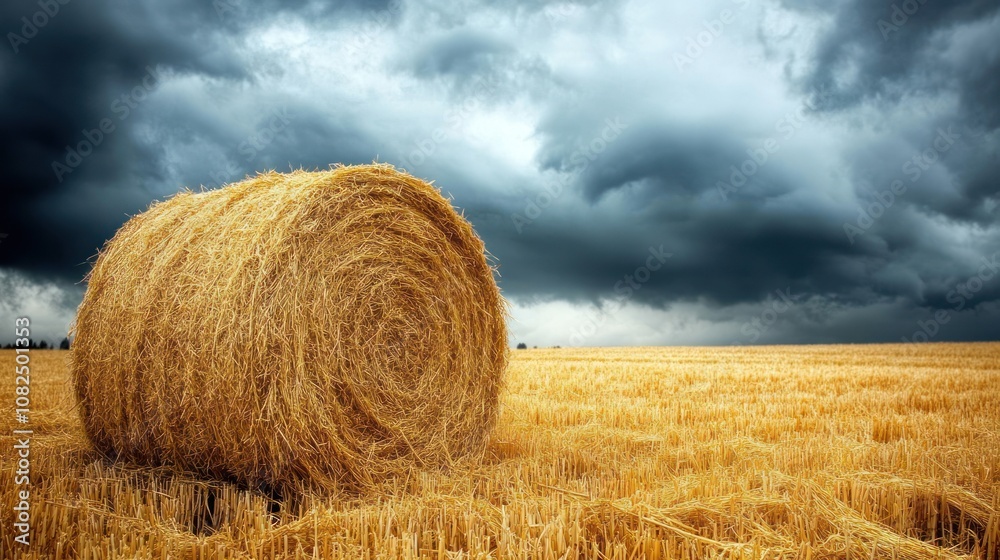 Hay Bale Under a Stormy Sky Hay Bale Under a Stormy Sky