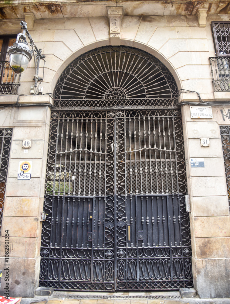 old vintage door in the streets of Barcelona, spain