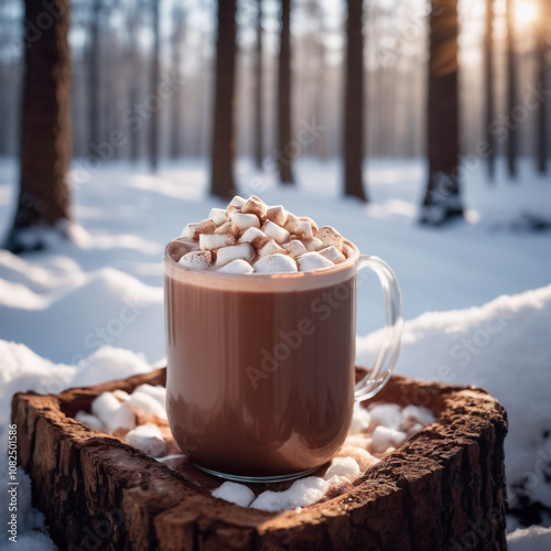 Heiße Schokolade - Heiße Schokolade im Schneeparadies photo