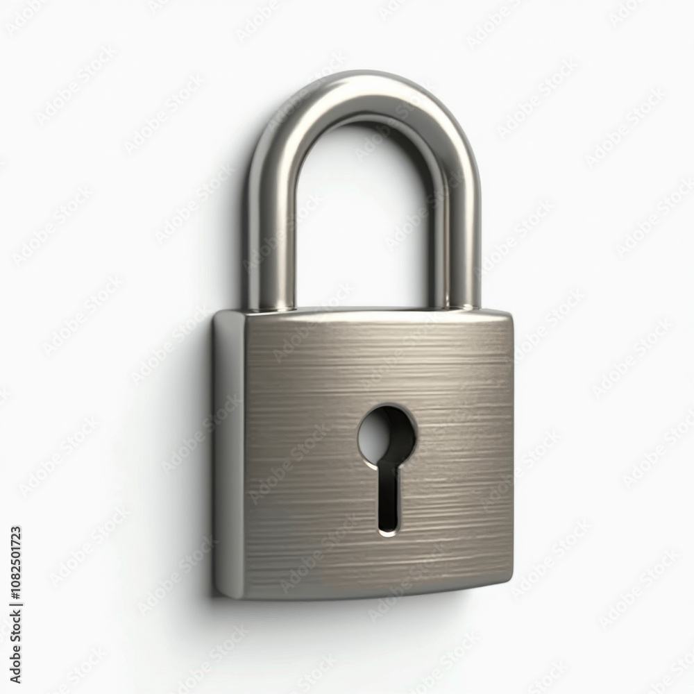 Metallic Lock Icon Symbolizing Security and Privacy Metallic Lock Icon Symbolizing Security and Privacy